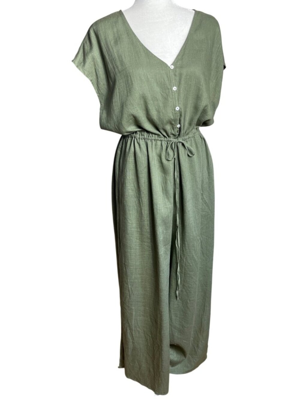Chic Soul Jumpsuit Green Wide Leg Casual Coastal Relaxed Comfort Pockets Wom 1XL